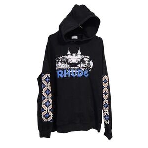 RHUDE Casino Hoodie Black loungewear streetwear logo hoodie size XL